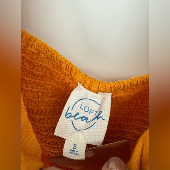 LOFT Beach Linen Mustard Cutout Mini Pocket Dress Size S - Picture 6 of 9